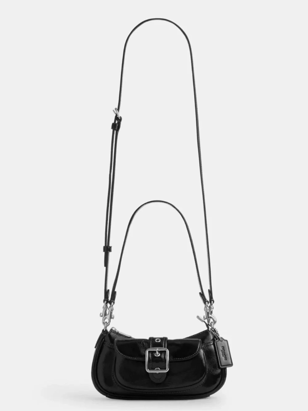 Coach Ashton Mini Black Leather Buckle Shoulder Bag